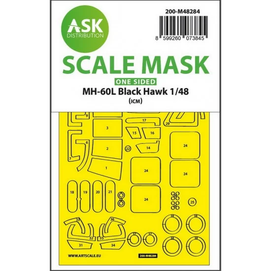 Art Scale Kit M48284 1/48 MH-60L Black Hawk One-sided Express-fit Mask for ICM