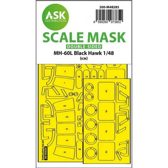Art Scale Kit M48285 1/48 MH-60L Black Hawk Double-sided Express-fit Mask for ICM