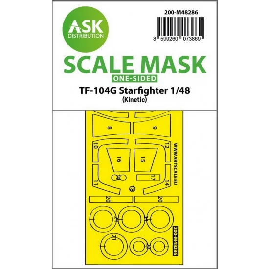 Art Scale Kit M48286 1/48 TF-104G Starfighter One-sided Express-fit Mask for Kinetic