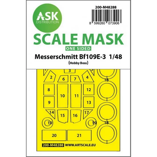Art Scale Kit M48288 1/48 Bf 109E-3 One-sided Express-fit Mask for Hobby Boss