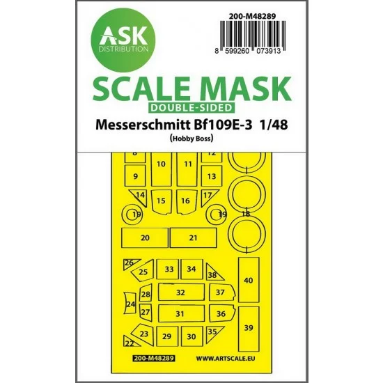 Art Scale Kit M48289 1/48 Bf 109E-3 Double-sided Express-fit Mask for Hobby Boss
