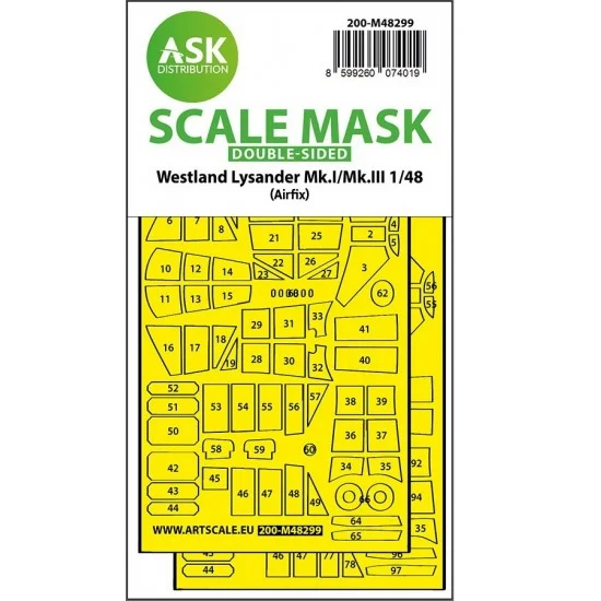 Art Scale Kit M48299 1/48 Lysander Mk.I / Mk.III Double-sided Express-fit Mask for Airfix
