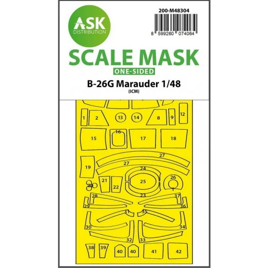 Art Scale Kit M48304 1/48 B-26G Marauder One-Sided Express Fit Mask for ICM kit