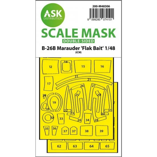 Art Scale Kit M48306 1/48 B-26B Marauder "Flak Bait" Double-Sided Express Fit Mask for ICM kit
