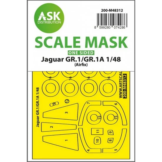 Art Scale Kit M48312 1/48 Jaguar Gr.1/Gr.1A One-Sided Express Fit Mask for Airfix kit