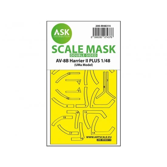 Art Scale Kit M48314 1/48 AV-8B Harrier II PLUS Double-sided Express-fit Mask for UMa Model
