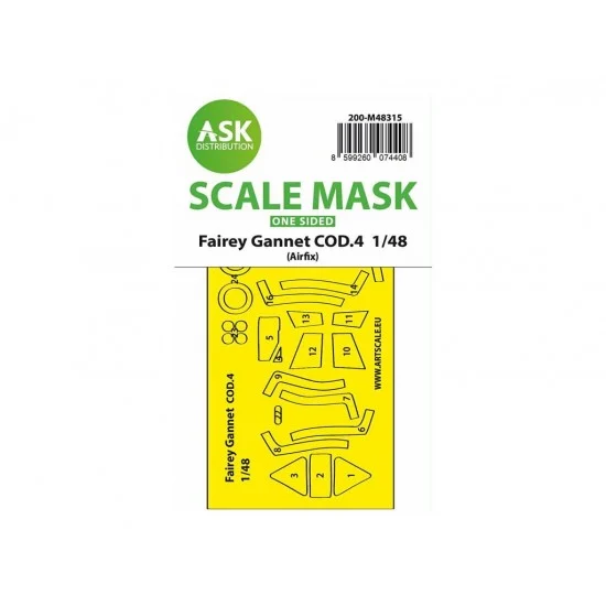 Art Scale Kit M48315 1/48 Fairey Gannet COD.4 One-sided Self-adhesive Express Mask for Airfix kits