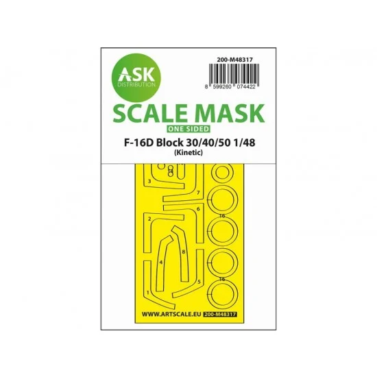 Art Scale Kit M48317 1/48 F-16D Block 30/40/50 One-sided Self-adhesive Express Mask for Kinetic kits