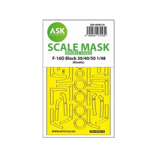 Art Scale Kit M48318 1/48 F-16D Block 30/40/50 Double-sided Self-adhesive Express Mask for Kinetic kits
