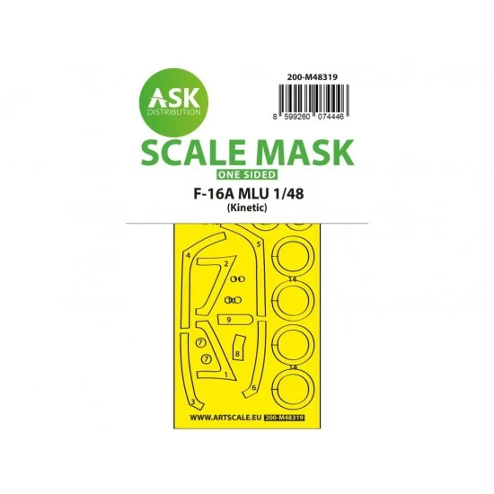 Art Scale Kit M48319 1/48 F-16A MLU One-sided Self-adhesive Express Mask for Kinetic kits