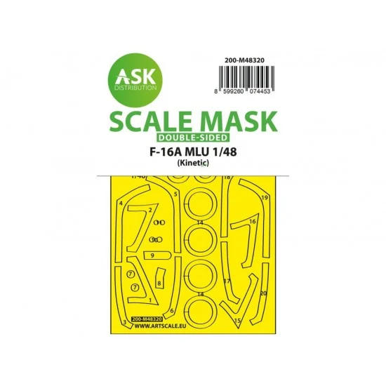 Art Scale Kit M48320 1/48 F-16A MLU Double-sided Self-adhesive Express Mask for Kinetic kits
