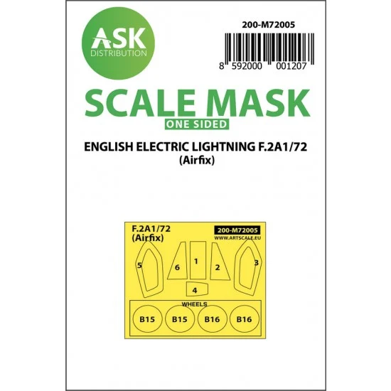 Art Scale Kit M72005 1/72 EE Lightning F.2A One-sided Paint Masking for Airfix kits