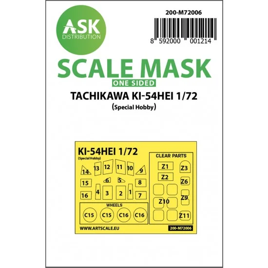 Art Scale Kit M72006 1/72 Tachikawa Ki-54HEI One-sided Paint Masking for Special Hobby