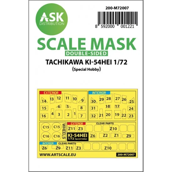 Art Scale Kit M72007 1/72 Tachikawa Ki-54HEI Double-sided Paint Masking for Special Hobby