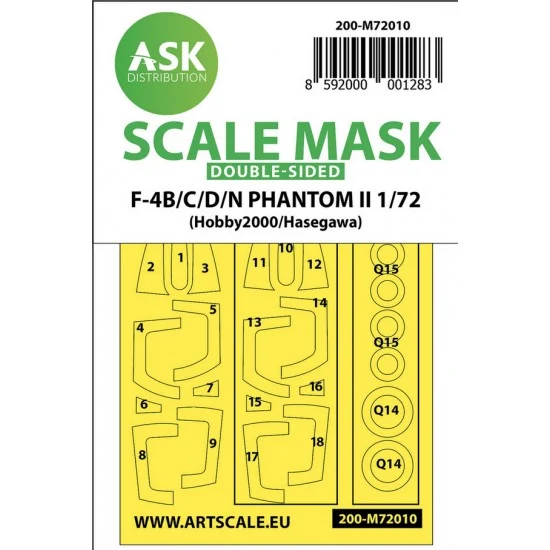 Art Scale Kit M72010 1/72 F-4B/C/D/N Phantom II Double-sided Paint Masking for Hasegawa / Hobby2000