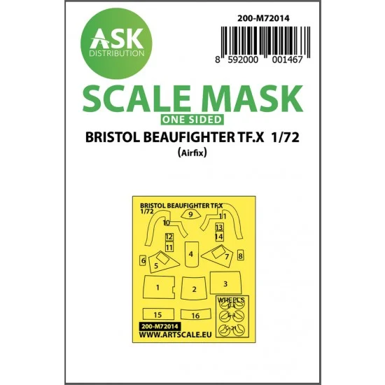 Art Scale Kit M72014 1/72 Bristol Beaufighter TF.X One-sided Paint Masking for Airfix kits