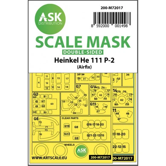 Art Scale Kit M72017 1/72 Heinkel He 111P-2 Double-sided Paint Masking for Airfix