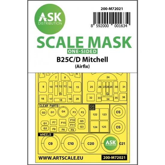 Art Scale Kit M72021 1/72 B-25C/D Mitchell One-sided Paint Masking for Airfix
