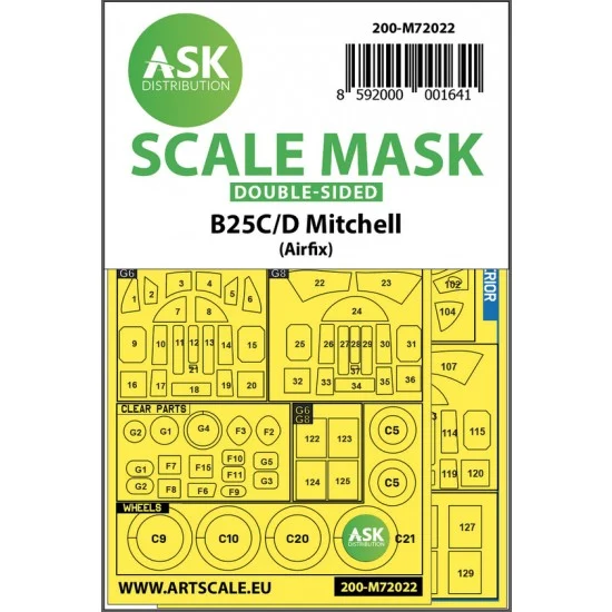 Art Scale Kit M72022 1/72 B-25C/D Mitchell Double-sided Paint Masking for Airfix