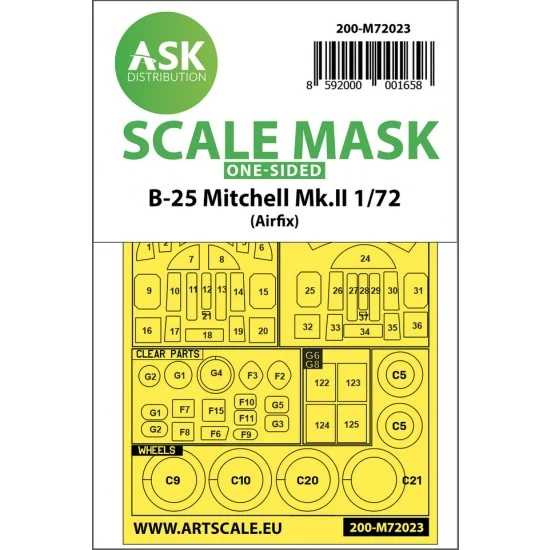 Art Scale Kit M72023 1/72 B-25 Mitchell Mk.II One-sided Paint Masking for Airfix