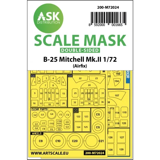Art Scale Kit M72024 1/72 B-25 Mitchell Mk.II Double-sided Paint Masking for Airfix