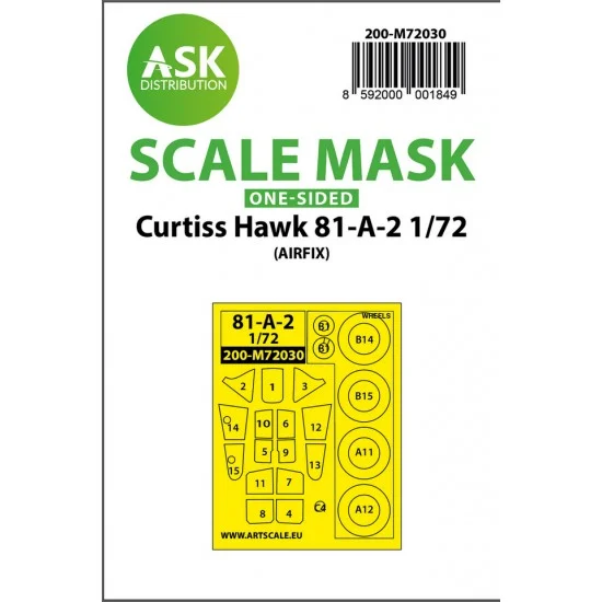Art Scale Kit M72030 1/72 Curtiss Hawk 81-A-2 One-sided Paint Masking for Airfix