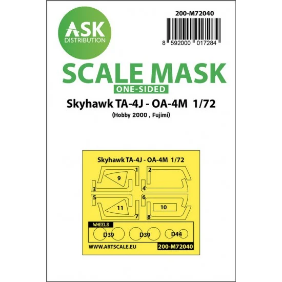 Art Scale Kit M72040 1/72 Skyhawk TA-4J - OA-4M One-sided Paint Masking for Hobby2000/Fujimi