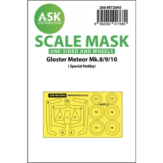 Art Scale Kit M72045 1/72 Gloster Meteor Mk.8/9/10 One-sided Painting Masking for Special Hobby kits