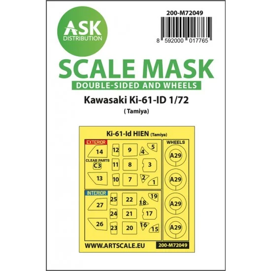 Art Scale Kit M72049 1/72 Kawasaki Ki-61-ID Double-sided Painting Express Masking for Tamiya kits