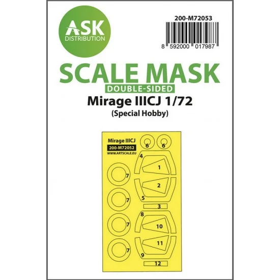 Art Scale Kit M72053 1/72 Mirage IIICJ Double-sided Painting Express Masking for Special Hobby kits