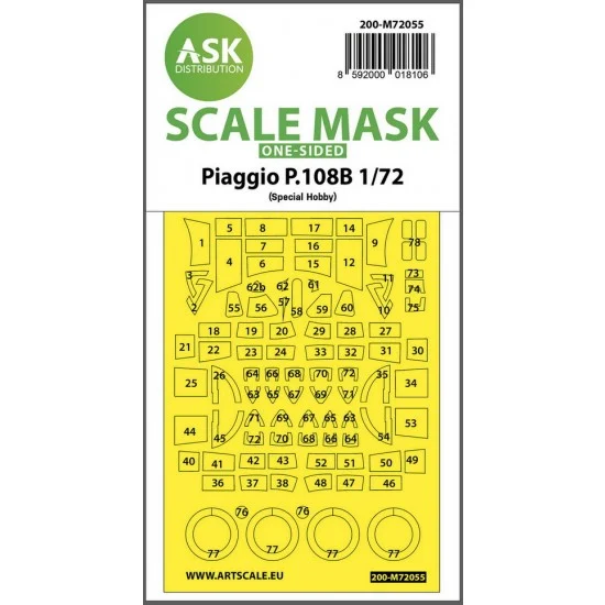 Art Scale Kit M72055 1/72 Piaggio P.108B One-sided Painting Express Masking for Special Hobby kits