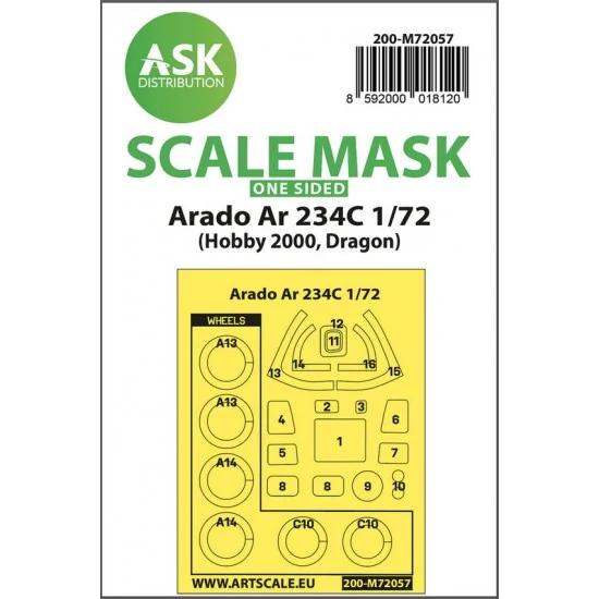 Art Scale Kit M72057 1/72 Arado Ar 234C One-sided Painting Express Masking for Hobby2000 / Dragon kits