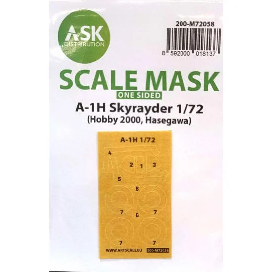 Art Scale Kit M72058 1/72 A-1H Skyrayder One-sided Painting Express Masking for Hobby2000 / Hasegawa kits