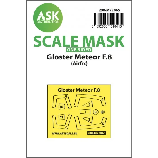 Art Scale Kit M72065 1/72 Gloster Meteor F.8 One-sided Express Masking for Airfix kits