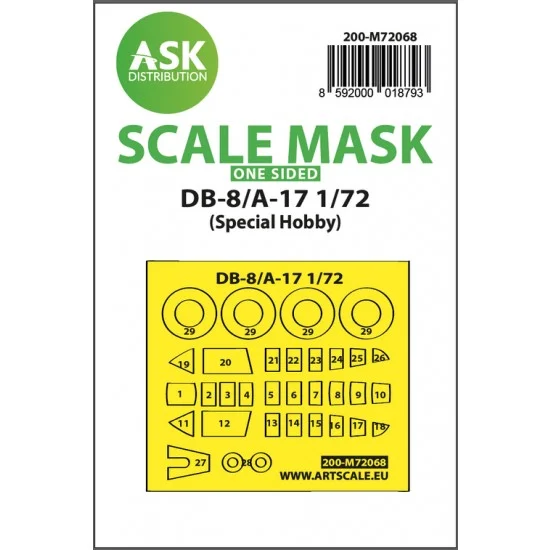 Art Scale Kit M72068 1/72 DB-8/A-17 One-sided Express Masking for Special Hobby kits