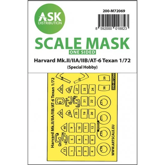 Art Scale Kit M72069 1/72 Harvard Mk.II/IIA/IIB/AT-6 Texan One-sided fit Masking for Special Hobby kits