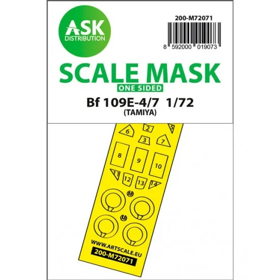 Art Scale Kit M72071 1/72 Messerschmitt Bf 109E-4/7 One-sided Express Fit Mask for Tamiya kits