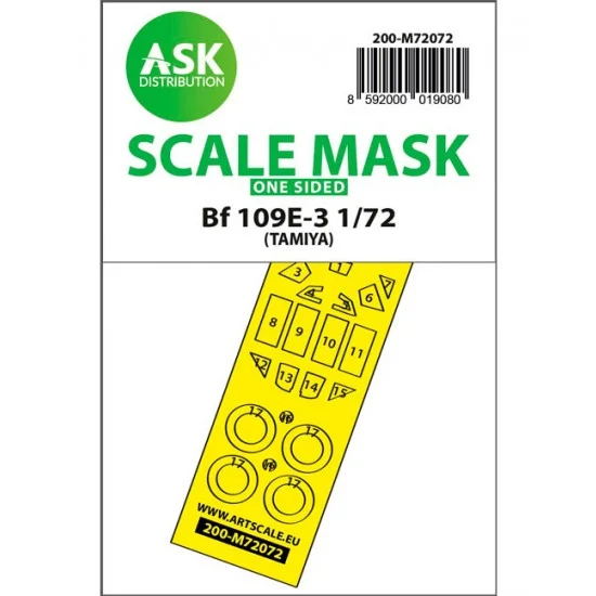 Art Scale Kit M72072 1/72 Messerschmitt Bf 109E-3 One-sided Express Fit Mask for Tamiya kits