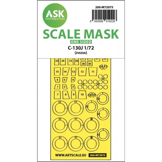 Art Scale Kit M72075 1/72 Lockheed Martin C-130J Hercules One-sided Express Fit Mask for Zvezda kits