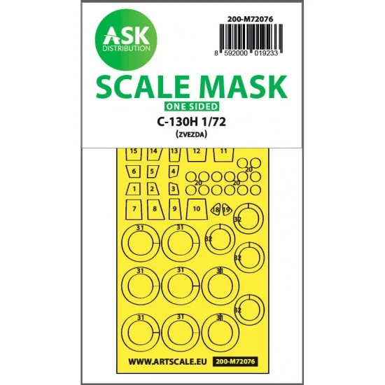 Art Scale Kit M72076 1/72 Lockheed Martin C-130H Hercules One-sided Express Fit Mask for Zvezda kits