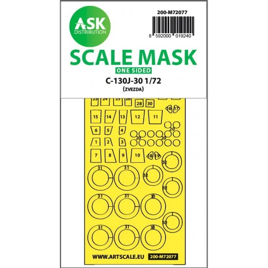 Art Scale Kit M72077 1/72 Lockheed Martin C-130J-30 Super Hercules One-sided Express Fit Mask for Zvezda kits