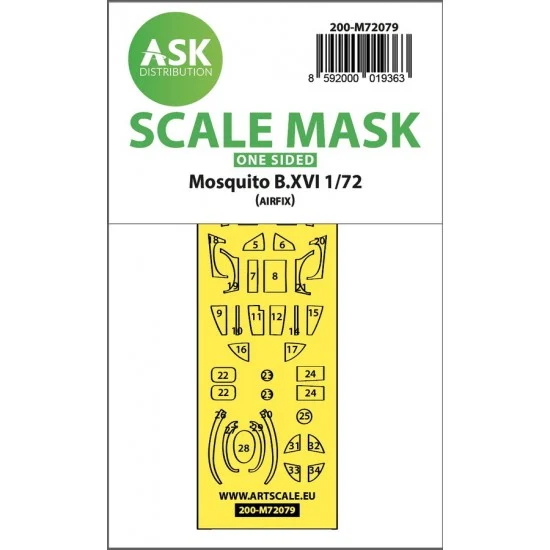 Art Scale Kit M72079 1/72 Mosquito B.XVI one-sided express fit Mask for Airfix kits