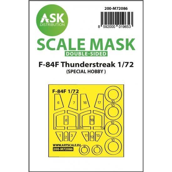 Art Scale Kit M72086 1/72 F-84F Thunderstreak Double-Sided Express Fit Mask for Special Hobby