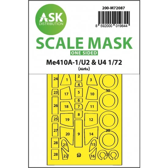 Art Scale Kit M72087 1/72 Messerschmitt Me 410A-1/U2 & U4 One-Sided Express Fit Mask for Airfix
