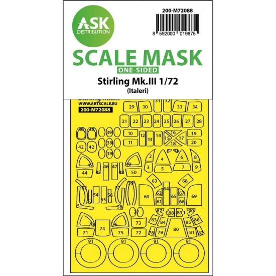 Art Scale Kit M72088 1/72 Stirling Mk.III One-Sided Express Fit Mask for Italeri