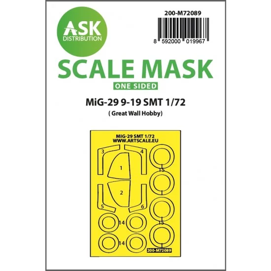 Art Scale Kit M72089 1/72 MiG-29 9-19 SMT One-Sided Express Fit Mask for Great Wall Hobby