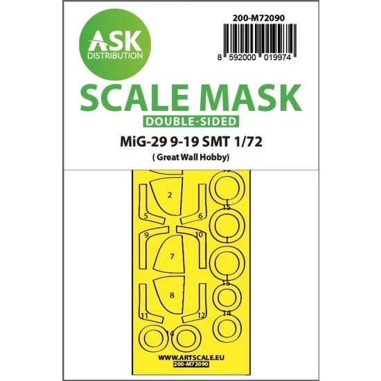 Art Scale Kit M72090 1/72 MiG-29 9-19 SMT Double-Sided Express Fit Mask for Great Wall Hobby