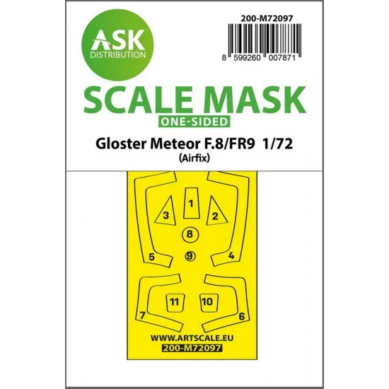 Art Scale Kit M72097 1/72 Gloster Meteor F.8/F9 One-Sided Fit Express Mask for Airfix kit