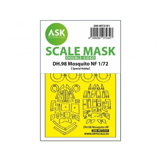 Art Scale Kit M72101 1/72 DH.98 Mosquito NF Double-sided Fit Express Mask for Special Hobby kit