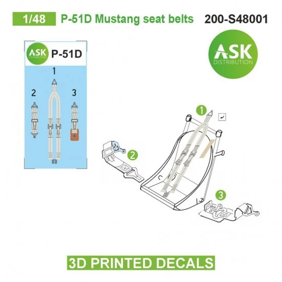 Art Scale Kit S48001 1/48 P-51D Mustang Seat Beltsed 3D-printed Decals